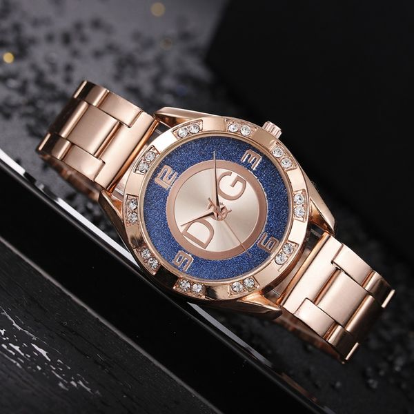 Montres féminines Nouvelles marques Luxury Fashion Rhingestone en acier inoxydable Quartz pour femmes montres Reloj Mujer Meilleure vente Montre de Luxe