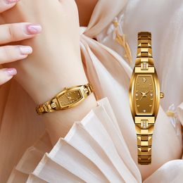 Dameshorloges Olevs Luxe voor vrouwen Fashion Waterdicht Gouden polshorloge Dames Bracelet Gift Set Girls Tungsten Steel Watch Jererly 230410