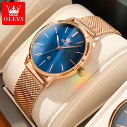 Relojes de mujer OLEVS Reloj Mujer Clásico TOP Marca Lujo Japón Movimiento Cuarzo Ultra delgado Reloj de mujer Calendario Reloj de mujer 5869 231201