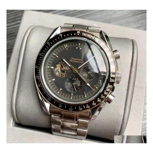 Montres Femme Omeg Montre Homme Matic Hinery Montre-Bracelet Astronaute Bracelet En Acier Inoxydable R Bureau D'affaires Boucle Pliante Montre De L Dhlzu