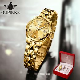 Dameshorloges OUPINKE Luxe origineel goud automatisch horloge voor dames Diamanten saffierkristal Armbandset Waterdicht Mechanisch Damescadeau 230725