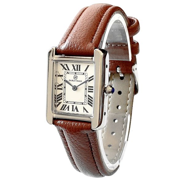Montres femme PABLO RAEZ Rectangle femmes montres de mode élégante dame Quartz montre-bracelet décontractée Ulzzang marque de luxe en cuir marron femme horloge 231113