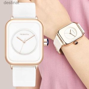 Montres femmes REBIRTH Mode Femmes Montre-Bracelet 2021 Cuir Blanc Minimaliste Dames Quartz Robe Montre-Bracelet Relogio Feminino Montre FemmeL231216