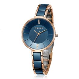 Dameshorloges ROCOS Keramisch quartz horloge Mode Elegante luxe Dames Waterdicht voor dames Slanke klok 230703