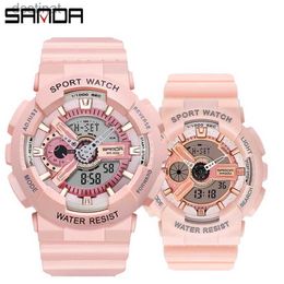 Dameshorloges SANDA Roségoud Wit Sport Dameshorloges Mode LED Digitaal Dameshorloge Dames montre homme Relogio Feminino dourado 2023 NewL231018