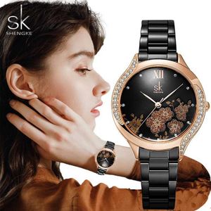 Dameshorloges Shengke Fashion Design Dames es Originele elegante dames kwarts Pols Top Luxury Diamond Ladies Clock Drop verzending L46