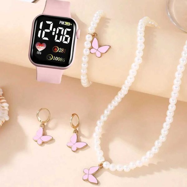 Montres pour femmes Sifang Care Girl Electronic Es et 4 Pearl Butter Love Jewelry Ensemble mignon et romantique