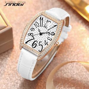 Montres féminines Sinobi Fashion Diamond Femme Es Blanc Strap Femmes Es Nouveau Design Élégant Quartz poignets pourdies Corloge de luxe Gift L240402