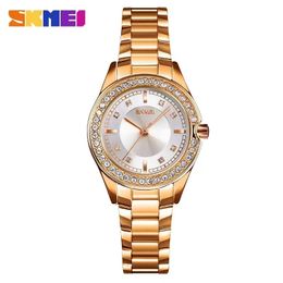 Dameshorloges SKMEI 1534 Lady waterdichte roestvrijstalen band reloj mujer Mode dames quartz horloge Innovatieve diamanten horloges 231101