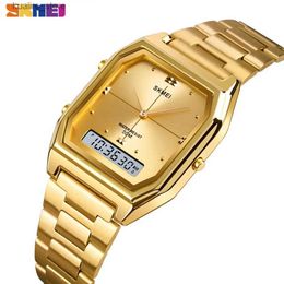 Montres féminines Skmei 1612 Business Quartz hommes Femmes Fashion Fashion en acier inoxydable Corloge de poigne imperméable Girl Reloj Hombre 2258 L240402