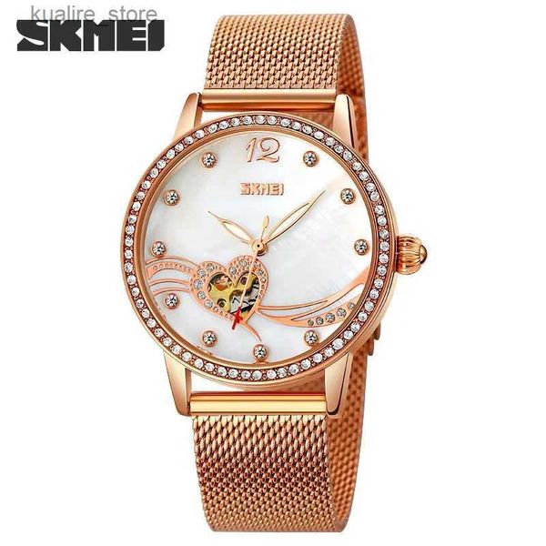 Relojes de mujeres Skmei 9255 Fashion Elegant Women Totalmente automático Night Glow Heart Hollow Hollow Agua Hollow Diamond Girl Clock L240402