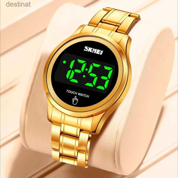 Relojes de mujer Marca SKMEI Relojes de mujer Relojes de pulsera digitales LED con pantalla táctil a la moda Reloj dorado resistente al agua para damas y niñas relogio femininoL231018