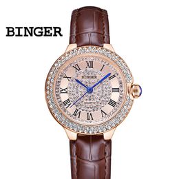 Dameshorloges Zwitserland BINGER Luxe Merk Japan MIYOTA Quartz Dames Horloges Zirkoon Diamant 30M Waterdicht Retro Dames Horloges B527 230719