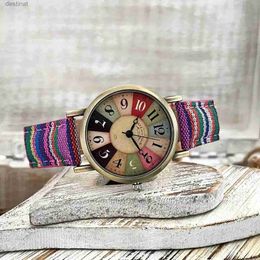 Dameshorloges HORLOGES VOOR VROUWEN MET VEELKLEURIGE REGENBOOGPATROON Mannen Handband Horloges voor DamesL231018