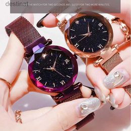 Montres femmes Femmes mode ciel étoilé montres aimant boucle maille ceinture diamant Quartz montre femmes robe horloge montres Reloj Para Mujer L231216