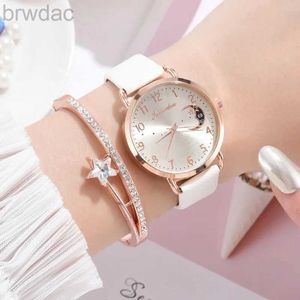 Montres féminines Fashion White Watch Quartz Leather Ladies Wrist Wrists 2024 Nouvelle marque Simple Number Dial Woman Clock Montre Femme Relojes 240409