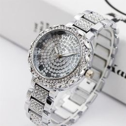 Dameshorloges Women Golden Watch voor Lady Luxury Designer Brand Crystal Diamond Bracelet Quartz PolsWatch Relogio Feminino3063