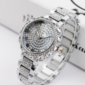 Dameshorloges Women Golden Watch voor Lady Luxury Designer -merk Crystal Diamond Bracelet Quartz Polshorwatch Relogio Feminino Wris 2359