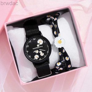 Montres pour femmes Wipward Watch Nylon Strap Daisy Flowers Flowers Ladies Wrist Wistes Fashion Watches Bracelet Set Quartz Clock Hot Sales Relogio Feminino 240409