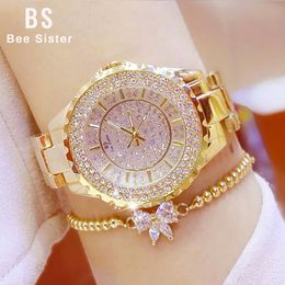 Dameshorloges Women kijken naar gouden luxemerk Diamond Quartz Ladies Pols Horloges Roestvrijstalen klok vrouwelijke horloge relogio feminino 230325