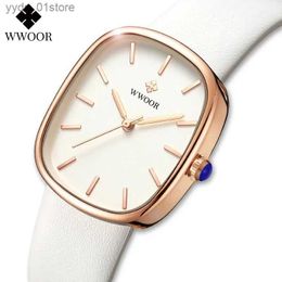 Montres féminines Wwoor 2024 Women Fashion Leather Quartz Top Brand Luxury Emperproof Ladies Montre Femme Feminino L46