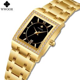 Montres femme WWOOR Montre en or 8858 femmes montres en acier haut de gamme marque dames Bracelet montres Femme horloge Montre Femme Relogio Feminino 230408