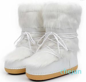 Chaussures d'extérieur imperméables en PU pour femmes, chaussures d'extérieur en peluche pour filles, espace d'hiver, neige épaisse
