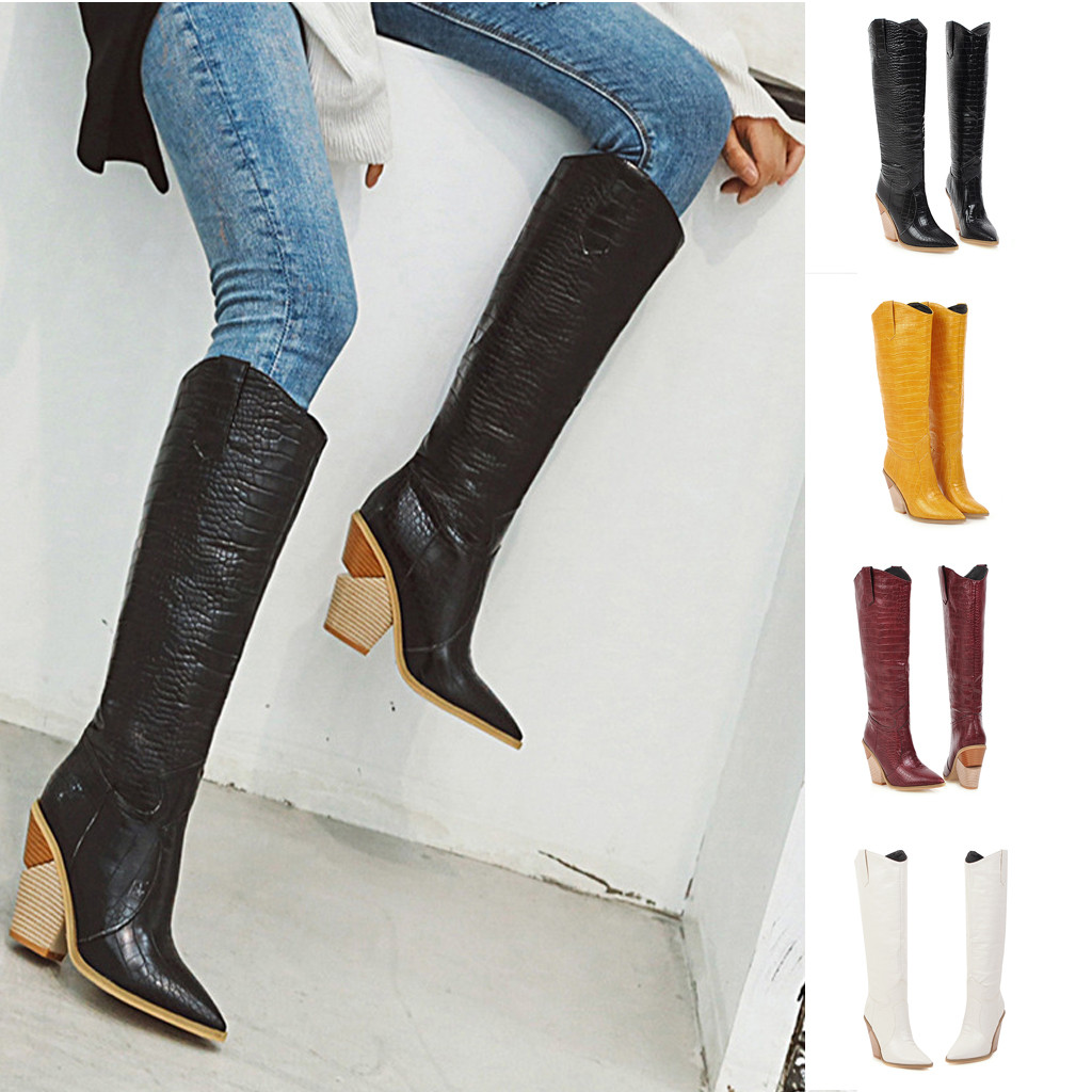 Women's Wedges Pointed Toe Comfortable Embroidered Western Rodeo Cowboy Boots Autumn Woman Shoes Winter Female Boots