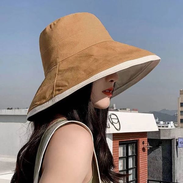 Sombrero de sol flexible de ala ancha para mujer, gorra de pescador de playa de verano de talla grande para mujer, sombrero de primavera informal con protección solar para niñas