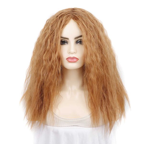 Ensemble de tête de perruque pour femmes, brun clair, cheveux longs et bouclés, ensemble de tête complète, perruque moelleuse et bouclée