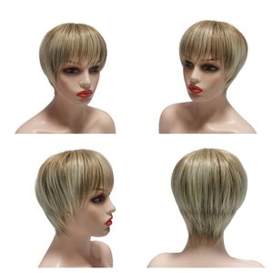 Dames Wig Short Short Blondle Synthetische hittebestendige Halloween Elf Short Wig Natural Wig Fiber Daily Wig Costume Pruik