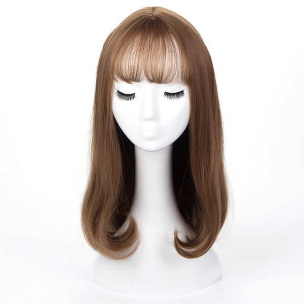 Perruques Femme Cheveux Longs Naturel Mat Haute Température Soie Air Bangs ffy Inner Curl