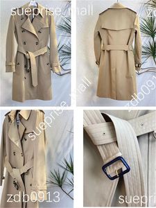 Women's Windbreaker de alta calidad Long Breakbreak Vestina Diseñador de chaqueta a prueba de viento de color caqui, versión coreana, chaqueta casual de talla grande, espesa y de moda