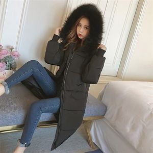 Winterlagen voor dames Hooded XS2XL Parkas Nieuwe Slim Fashion Wadded Jacket Dik Warm Parka Woman Large Fur Collar bovenkleding T200114