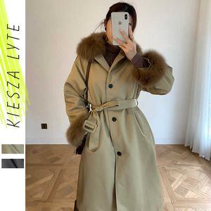 Manteaux d'hiver pour femmes style Parker Parka épais col de fourrure chaude veste à capuche tranchée de haute qualité 210608