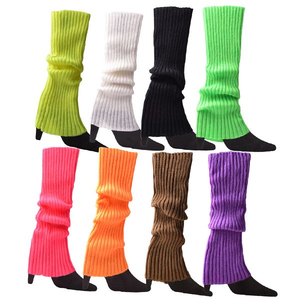 Cubierta de calcetín de punto de hilo fluorescente de color de invierno para mujer Calentador de pies de dama Accesorios de disfraces de Halloween cubierta de pierna gruesa de fiesta para mujer