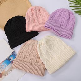 Gorro de invierno para mujer, gorros tejidos a la moda, gorro holgado de gran tamaño con giro, gorros gruesos y cálidos, gorro informal para hombre