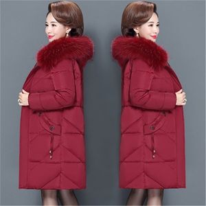 Veste d'hiver pour femme col en fourrure femme slim coton rembourré long manteau parka grande taille 6XL 211011