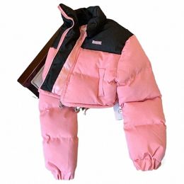 Parkas cortas de color rosa de invierno para mujer, chaqueta acolchada de algodón cálido, 2024 m5sS #