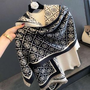 Bufanda de invierno para mujer, chal clásico y versátil de Cachemira de imitación extendido, cuello cálido con letras gruesas a la moda