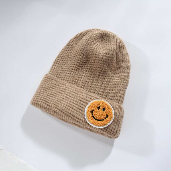 Femmes hiver smiley visage étiquette chapeau couple laine chapeau couleur bonbon à la mode pull tricoté chapeau 7TFPU1KLN