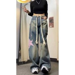 Femmes Femmes Baggy Star Jeans Vintage Haruku Oversize High Taist Denim Tanter Emo 2000S Y2K 90S Pantalon large esthétique Trashy Clotheszln231201