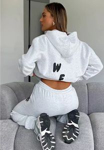 Women's Women Hoodie 2-delige set outfit sweatshirts lange mouwen pullover hapsed tracksuits White Foxx sportieve broek Aziatische maat S-3XL