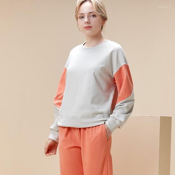 Femmes Femmes Vêtements de nuit Automne et hiver Édition coréenne Clash Couleur Pyjamas Femmes Cachemire Chaud Super Doux Épais Maison Vêtements Ensemble Pjs Iv6e