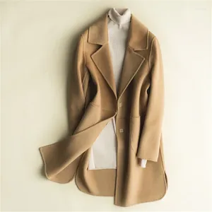 Manteau en laine Double face en pur cachemire pour femme, veste longue et ample, col de costume, Cardigan de couleur, P100, automne et hiver 2024