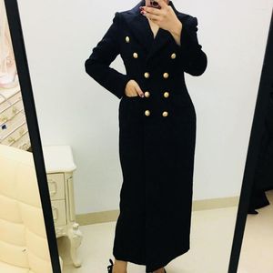 Dameswol Autumn en Winter Fashion Cashmere Coat Dubbele breasted Slim Wollen Parkas Black Luxe Jacket Oversize Outzee Outsize