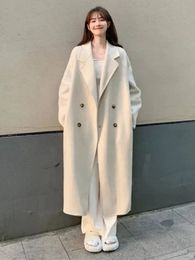 Damen Wollmischungsmäntel 2023 in Vintage Harajuku Mode Herbst Kleidung Langarm Tops Koreanischer Stil Dicker Mantel 231026