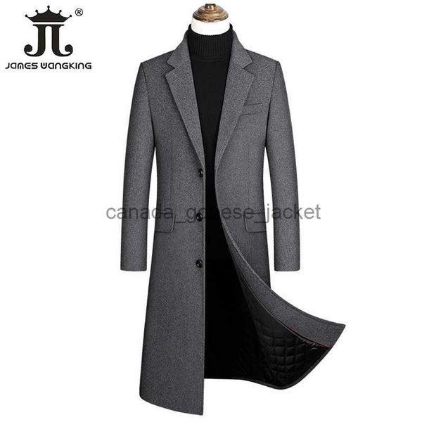 Mélanges de laine pour femmes 2023 automne et hiver Boutique laine noir gris classique couleur unie épais chaud hommes Extra Long laine Trench manteau mâle veste L230918