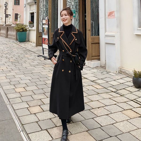Mélanges de laine pour femmes 2023 automne hiver col polo manches raglan tempérament déesse style mode haut de gamme édition coréenne manteau en laine 230923