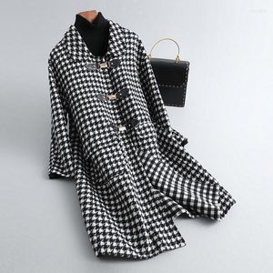 Dameswolmengsels 2023 Houndstooth Cashmere jas riem bovenkleding jas dames natuurlijke doek qn3699 tess22